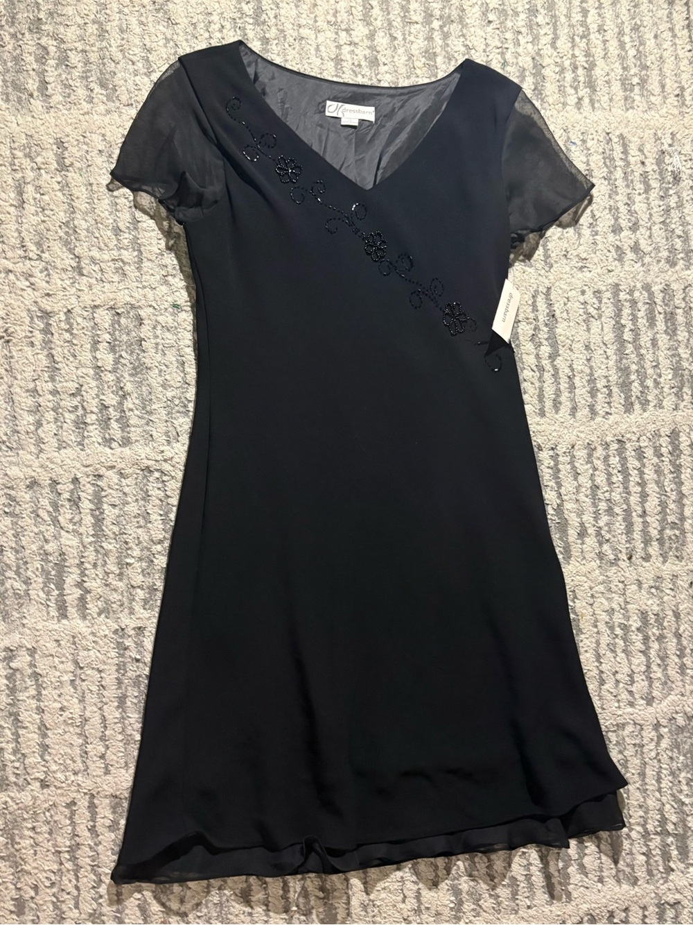 NWT Dressbarn black beaded flowy fairycore dress size 10